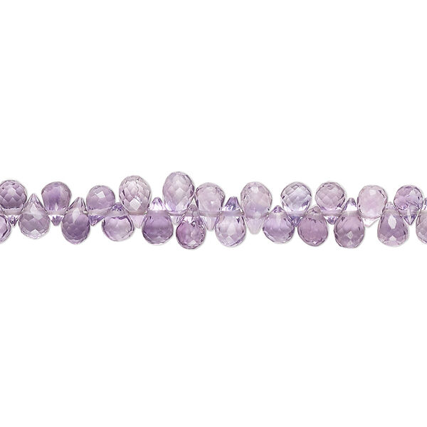 Amethyst 1pkg1, hand-cut top-drilled micro-faceted teardrop bead natural B+ grade, 8 inch 4x3mm-5x3mm image number 0