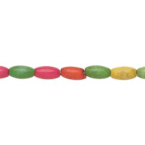 Bead, "howlite" (resin) (imitation), multicolored, 8x4mm-9x4mm oval. Sold per 15-inch strand.