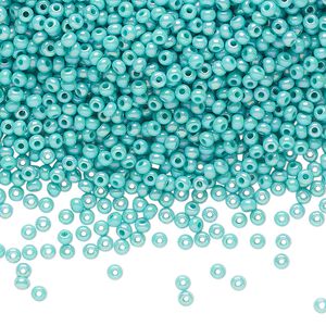 Seed bead, Preciosa Ornela Czech glass, pkg/500g, #11 rocaille, opaque rainbow seafoam green, (64130).