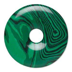 Focal, malachite (imitation), dark and light green, 40mm round donut. Sold individually.