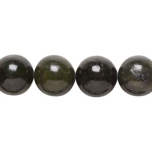 Nephrite jade 1pkg1, round bead natural 15.5-16 inch 12mm