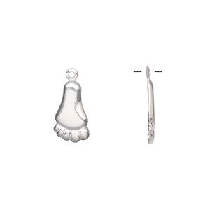 Charm, silver-finished brass, 13x8mm single-sided foot. Sold per pkg of 10.