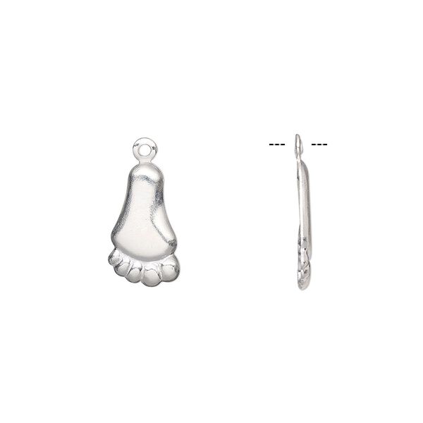 Charm, silver-finished brass, 13x8mm single-sided foot. Sold per pkg of 10. image number 0