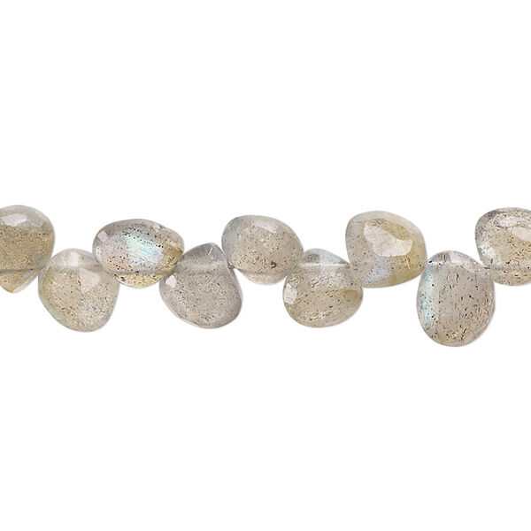 Labradorite 1pkg1, hand-cut top-drilled faceted puffed teardrop bead natural C+ grade, 8 inch 6x5mm-8x8mm image number 0