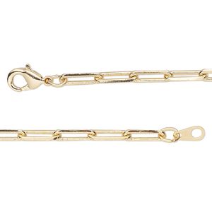 Chain 1pkg1 paperclip, 3.3mm / lobster claw clasp, gold-finished brass 20 inch