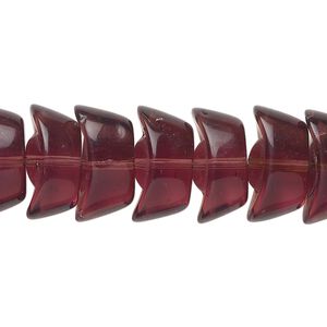 Bead, glass, translucent dark plum, 15x7mm-16x8mm ingot. Sold per 12-inch strand, approximately 40 beads.
