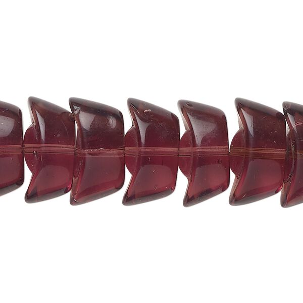 Bead, glass, translucent dark plum, 15x7mm-16x8mm ingot. Sold per 12-inch strand, approximately 40 beads. image number 0