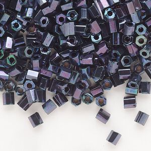 Seed bead, Dyna-Mites™, glass, opaque iris blue, #6 hex 2-cut. Sold per 40-gram pkg.