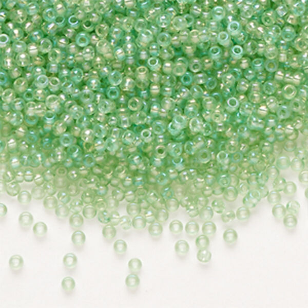 Seed bead, Preciosa Ornela Czech glass, pkg/50g, #11 rocaille, translucent solgel dyed rainbow lime, (41161). image number 0