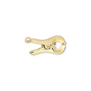 Clasp clip 1pkg1 gold-plated, 18x8mm stardust, brass 1-strand