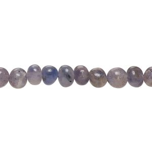 Iolite 1pkg1, hand-cut pebble bead 14 inch small