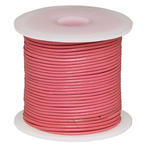 Cord, leather (dyed), pink, 1-1.2mm round. Sold per 25-yard spool.