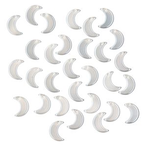 Drop, pressed glass, translucent light blue luster, 16 x 12mm pressed moon, top-drilled. Sold per pkg of 30.