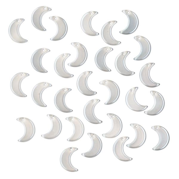 Drop, pressed glass, translucent light blue luster, 16 x 12mm pressed moon, top-drilled. Sold per pkg of 30. image number 0