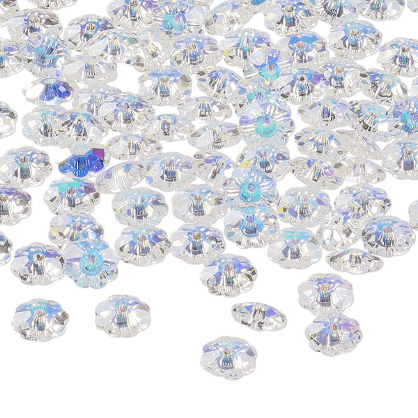 Bead 12pk crystal AB, Preciosa Czech crystal 6x2mm loch flower image number 0