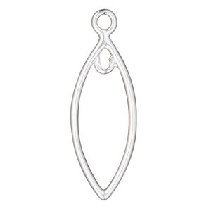 Drop, sterling silver, 20x8mm marquise with closed loop. Sold Individually.