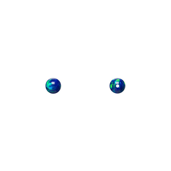 Bead, "opal" (silica and epoxy) (man-made), dark blue, 4mm round. Sold per pkg of 2. image number 0