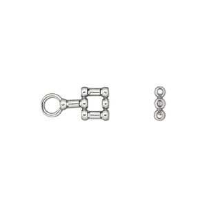 Crimp end, JBB Findings, antiqued sterling silver, 15x8mm 3-strand. Sold per pkg of 2.