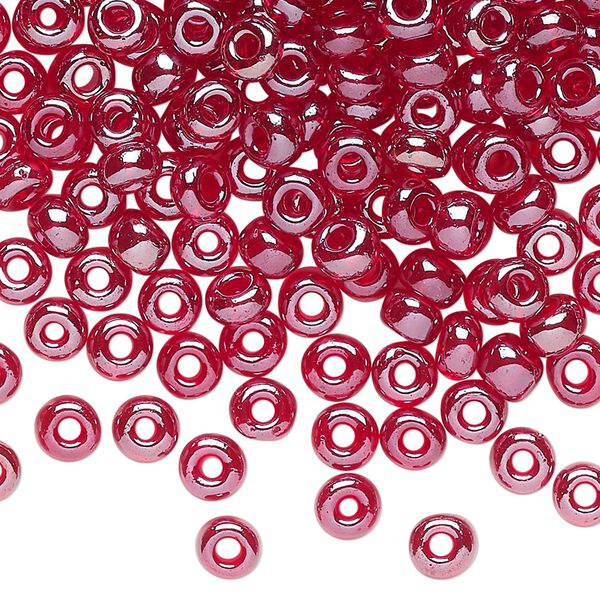 Seed bead glass 1pk #4 round, 50 gram translucent luster ruby image number 0