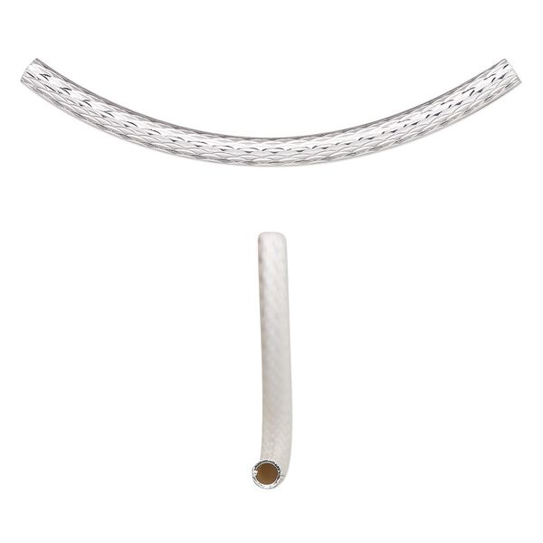 Bead, silver-plated brass, 51x13mm diamond-cut curved tube. Sold per pkg of 2. image number 0
