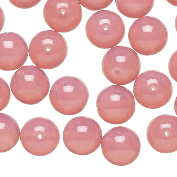 Bead 1pkg40, Preciosa, Czech glass druk, translucent pink opal, 10mm round. image number 0