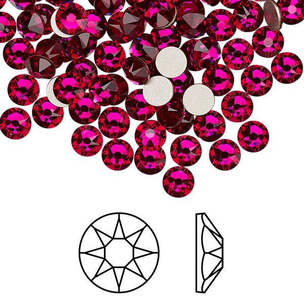 Flat back 1440pk ruby foil back, Swarovski® 4.6-4.8mm rose round SS20 2088 image number 0