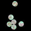 Bead, lampworked glass, clear / pink / glow-in-the-dark / gold, 8mm round. Sold per pkg of 6. image number 1