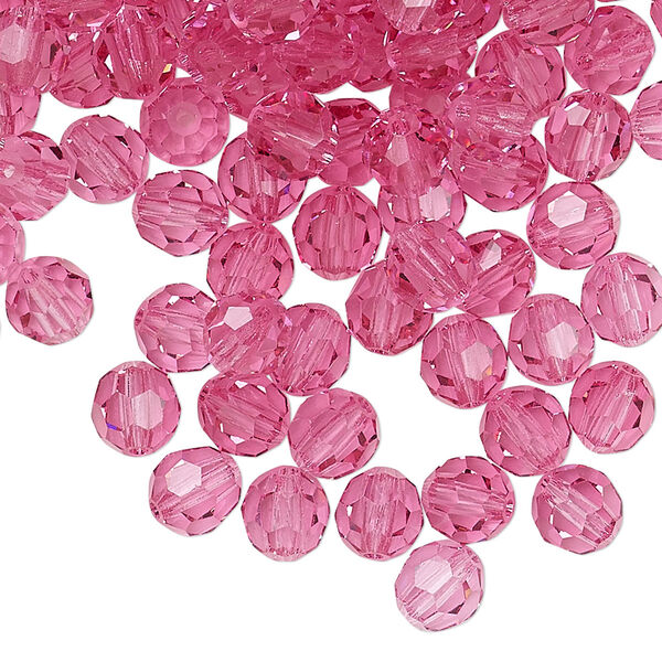 Bead 24pk rose, Preciosa Czech crystal 6mm round image number 0