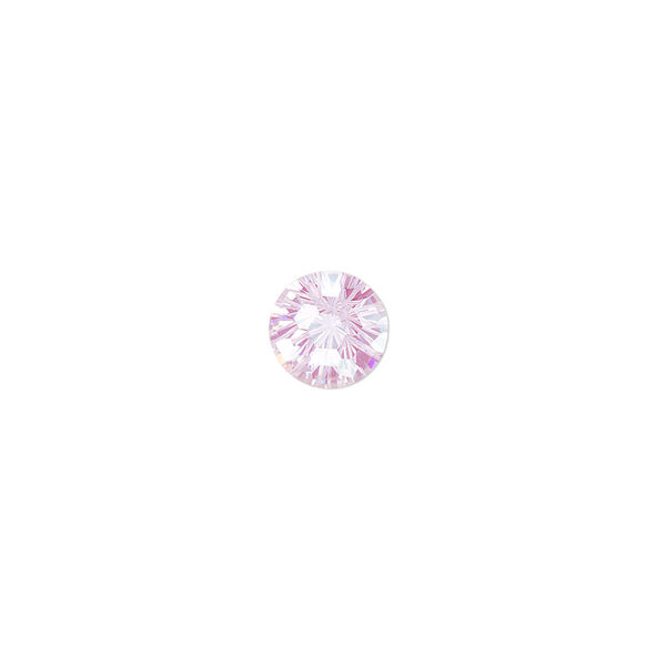Gem, "Skyrocket Cut," cubic zirconia, pink, 8mm faceted round, Mohs hardness 8-1/2. Sold individually. image number 0