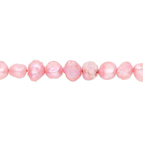 Pearl, cultured freshwater (dyed), dark blush, 4-6mm flat-sided potato, D grade, Mohs hardness 2-1/2 to 4. Sold per 14-inch strand. image number 0