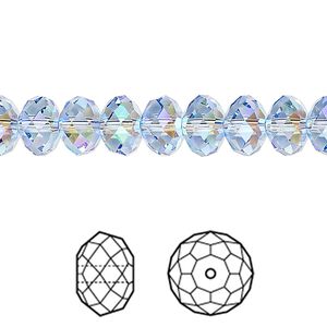 Bead 12pk light sapphire shimmer 2X, Crystal Passions® 8x6mm rondelle 5040