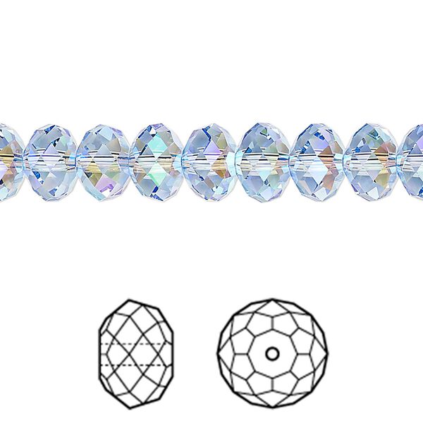 Bead 12pk light sapphire shimmer 2X, Crystal Passions® 8x6mm rondelle 5040 image number 0