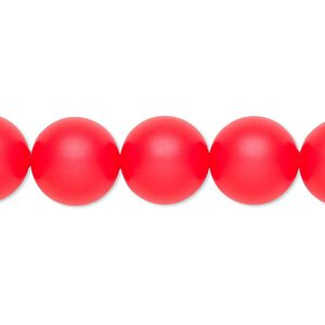 Pearl 10pk neon red, Crystal Passions® 12mm round 5811