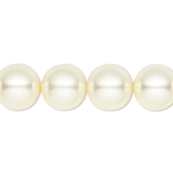 Bead, crystal pearl, ivory, 12mm round. Sold per 15-1/2" to 16" strand, approximately 30 beads. image number 0