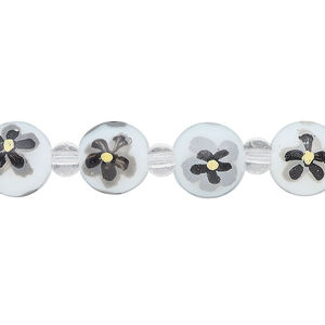 Bead, glass 1pkg8, multicolored, 10mm hand-painted round.
