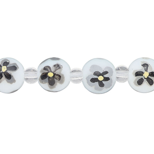 Bead, glass 1pkg8, multicolored, 10mm hand-painted round. image number 0