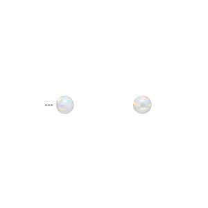 Bead, "opal" (silica and epoxy) (man-made), white, 4mm half-drilled round. Sold per pkg of 2.