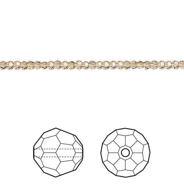 Bead 1440pk light Colorado topaz, Swarovski® 2mm round 5000 image number 0