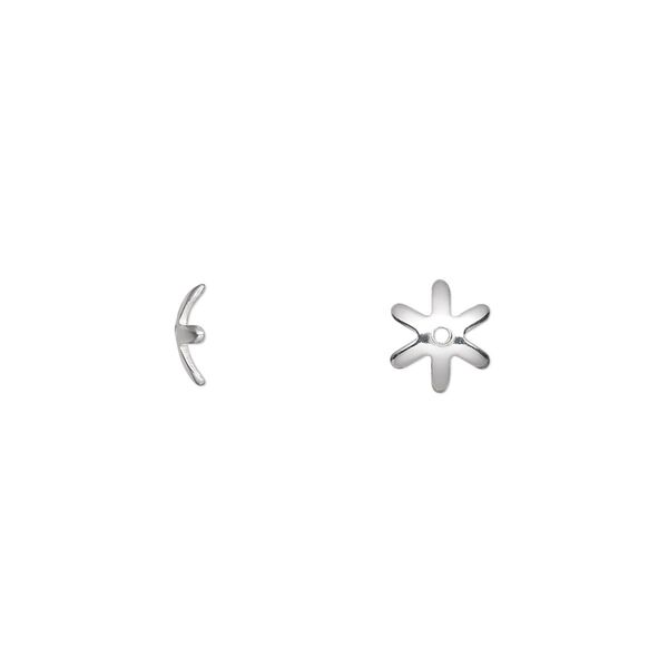 Bead cap, sterling silver, 6.5x2mm star, fits 8-12mm bead. Sold per pkg of 10. image number 0