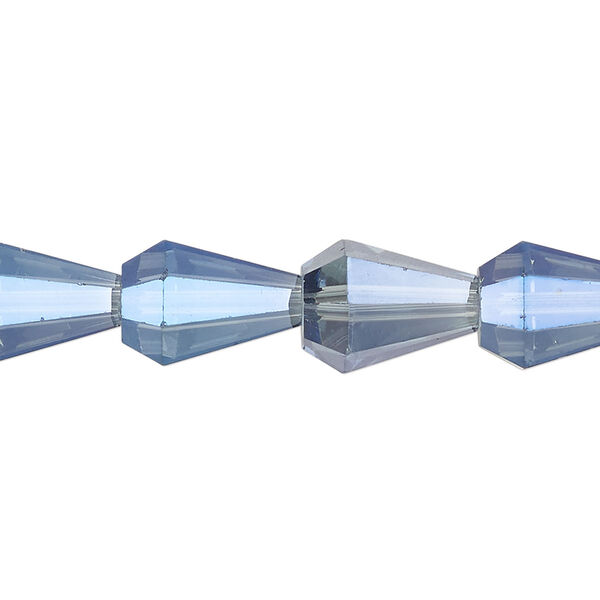 Bead, glass, crystal blue shade, 13x9mm faceted teardrop. Sold per 15-1/2 to 16-inch strand. image number 0