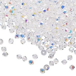 Bead 48pk crystal AB, Preciosa Czech crystal 3mm bicone