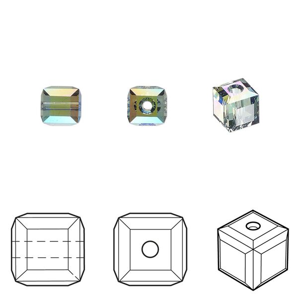 Bead 48pk erinite shimmer, Crystal Passions® 6mm cube 5601 image number 0
