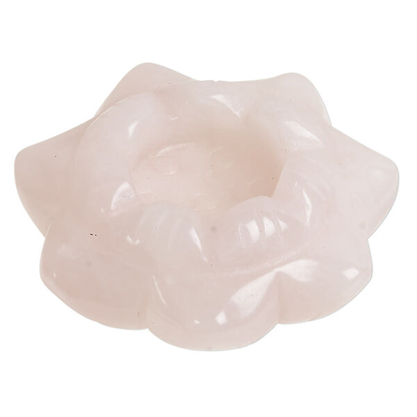 Candle taper holder, rose quartz (natural), 48x18mm-52x22mm hand-cut lotus, B grade, Mohs hardness 7. Sold individually. image number 0