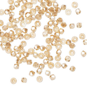 Bead 144pk translucent crystal golden shadow, Celestial Crystal® 3mm bicone