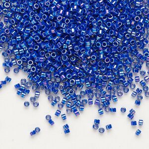 Seed bead, Delica®, glass, pkg/50g, #11 round, opaque rainbow cobalt (DB-0165).