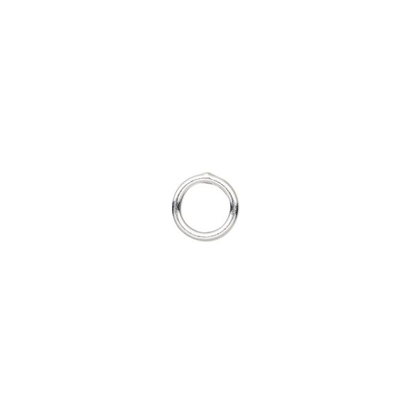 Jump ring, sterling silver, 7mm soldered round, 5mm inside diameter, 18 gauge. Sold per pkg of 4. image number 0