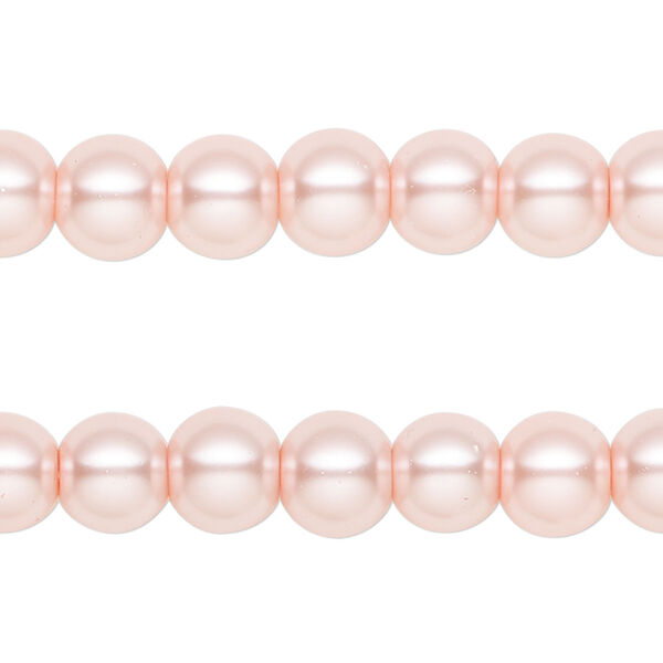 Bead, glass pearl, pink, 7-8mm round. Sold per pkg of (2) 15-inch strands, approximately 100 beads. image number 0