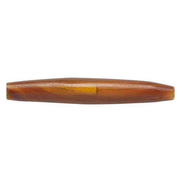 Bead, horn (dyed), golden, 50x6mm-50x8mm hand-cut hairpipe, Mohs hardness 2-1/2. Sold per pkg of 24. image number 0