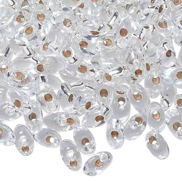 Seed bead, Miyuki, glass, transparent silver-lined clear, (LMA1), 7x4mm long magatama. Sold per 250-gram pkg. image number 0