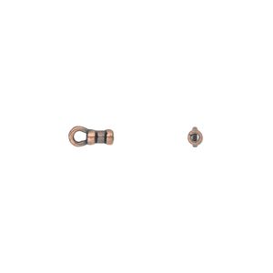 Crimp end, JBB Findings, antique copper-plated pewter (tin-based alloy), 4x2mm tube with loop, 1mm inside diameter. Sold per pkg of 4.